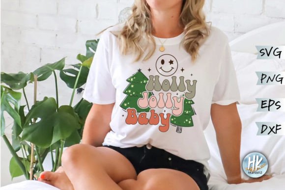 Holly Jolly Baby Retro SVG