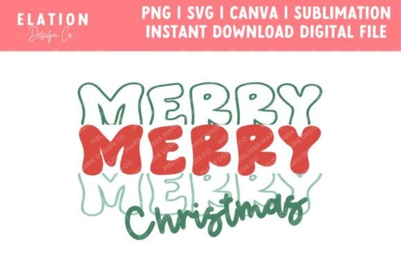 Merry Christmas Stacked Retro SVG PNG