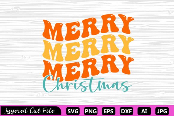 MERRY MERRY MERRY CHRISTMAS RETRO SVG